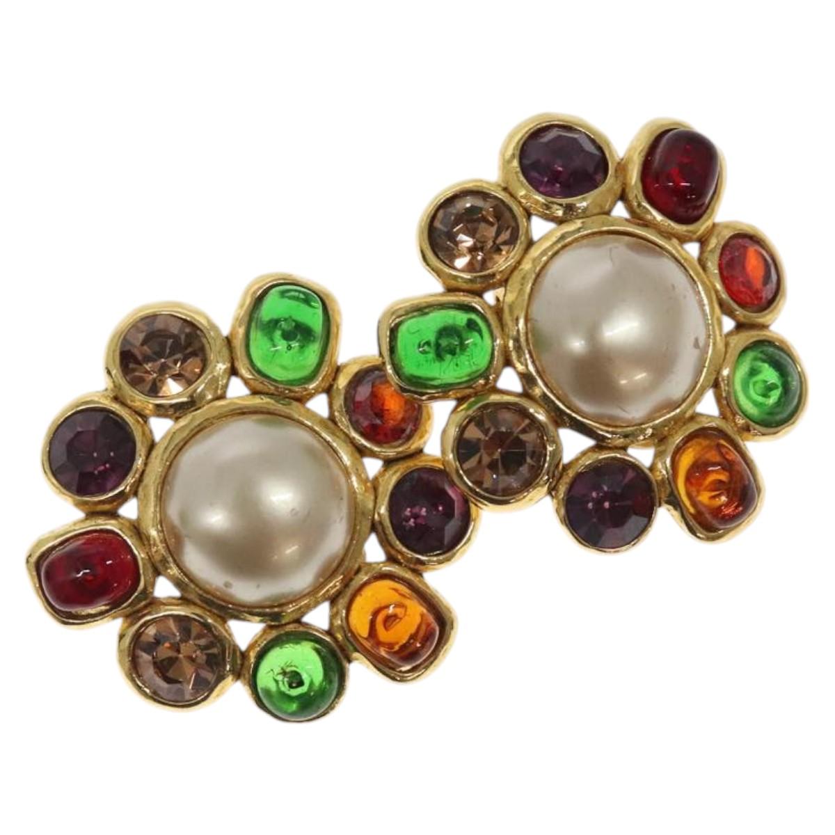 CHANEL Gripoa Earring metal Gold CC kk494