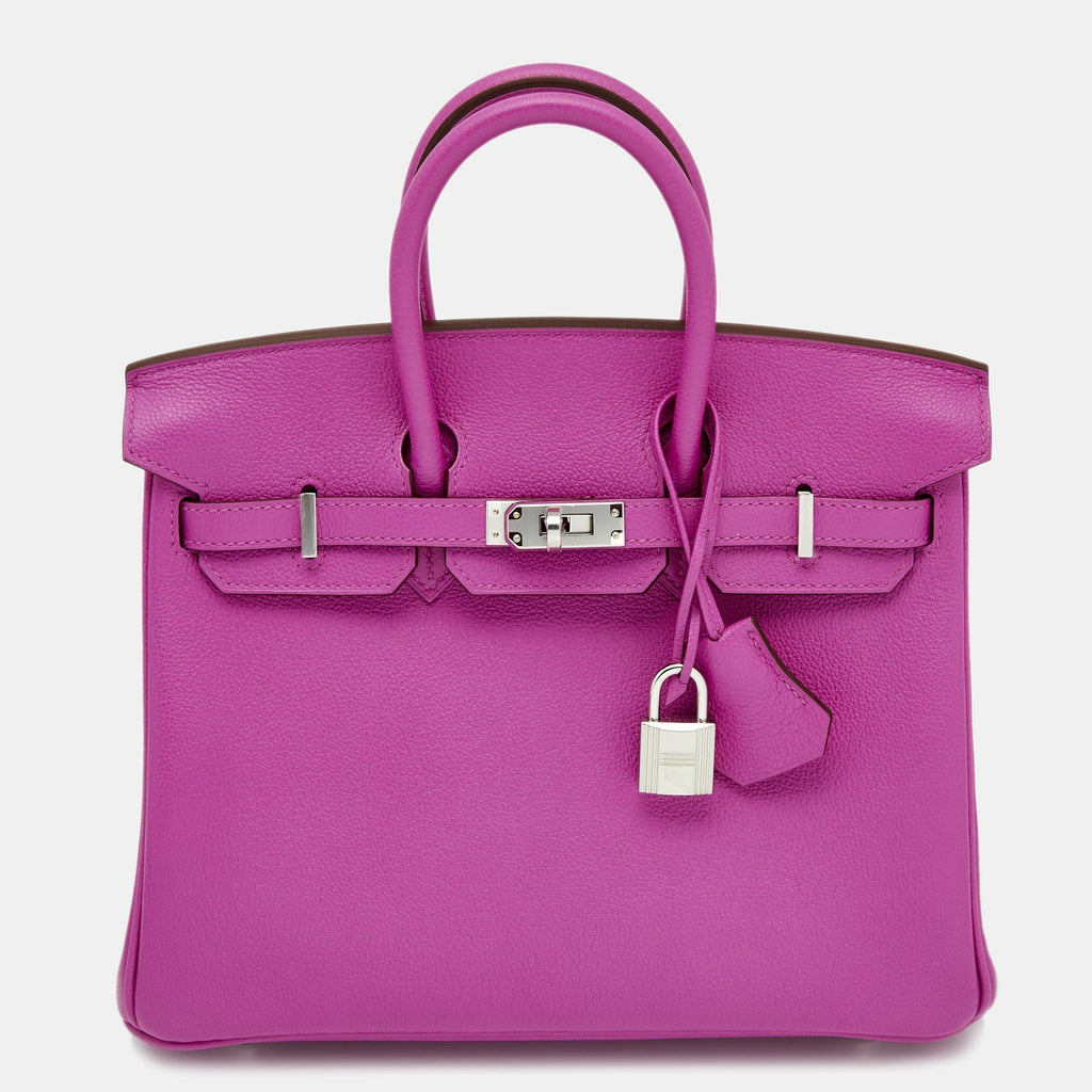 Hermes Magnolia Taurillon Novillo Leather Palladium Finish Birkin 25 Bag
