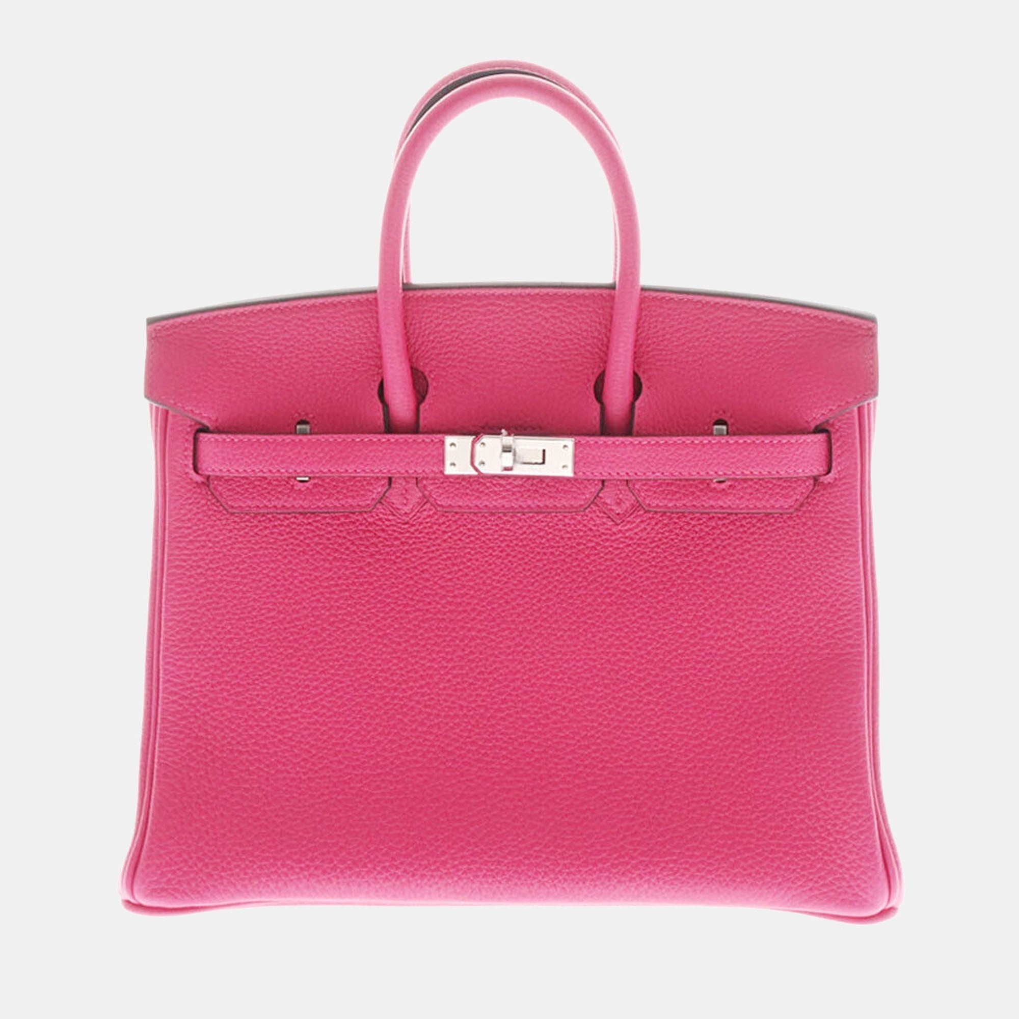 HERMES Pink Togo Leather Palladium Hardware Birkin 25 Bag