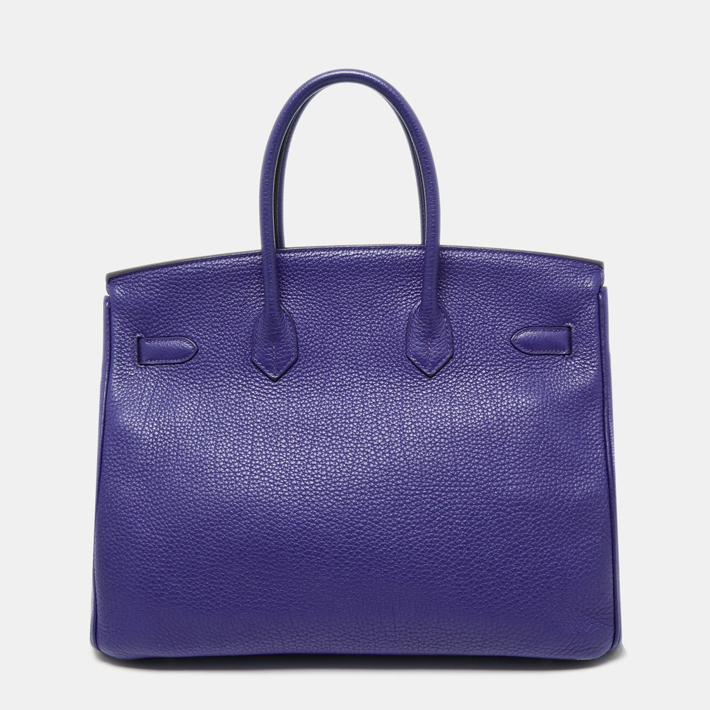 Hermes Blue Electric Togo Leather Gold Finish Birkin 35 Bag