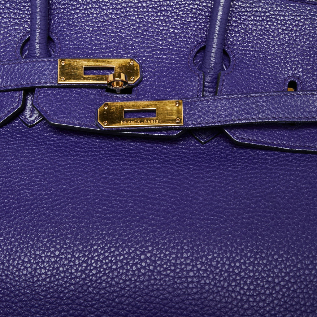 Hermes Blue Electric Togo Leather Gold Finish Birkin 35 Bag