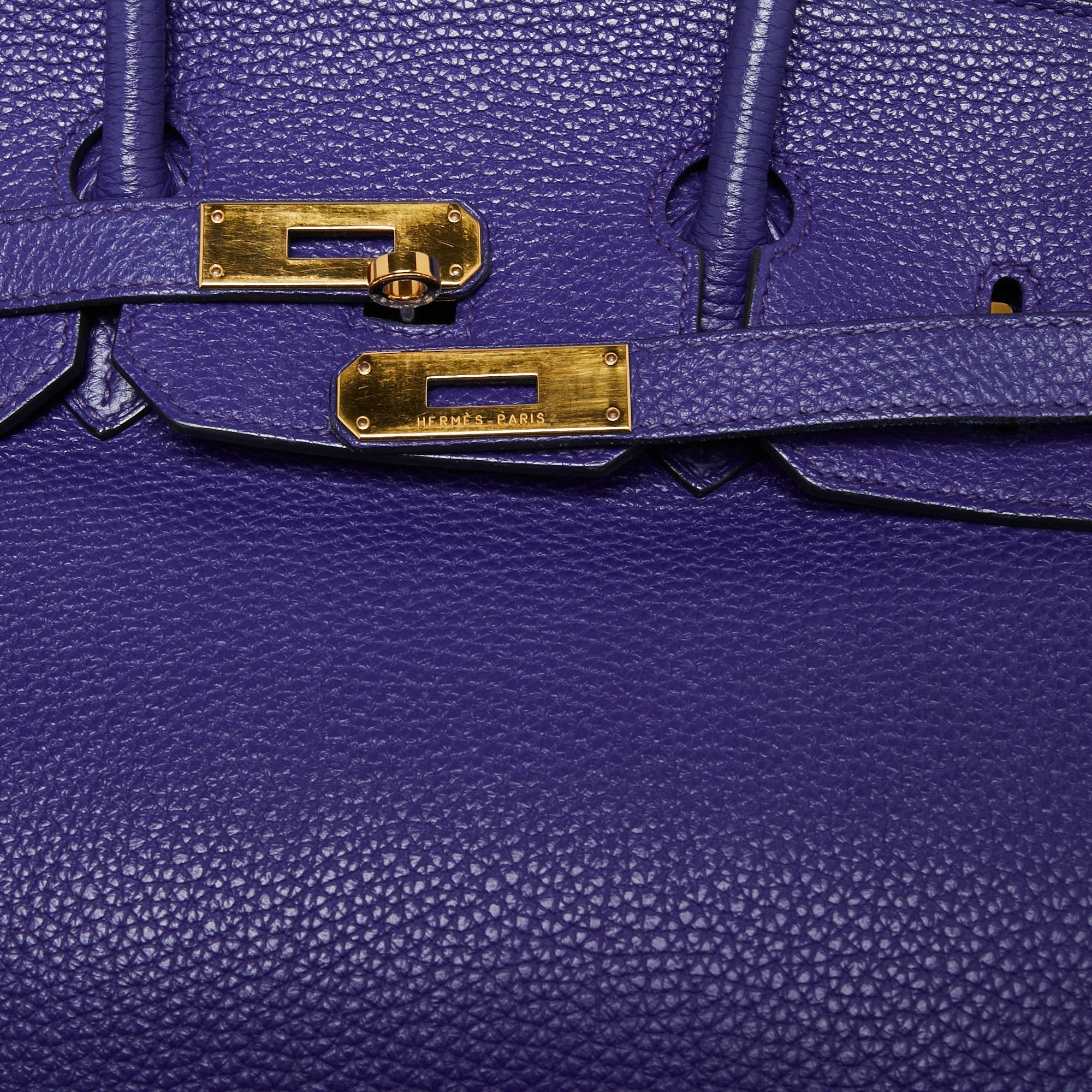 Hermes Blue Electric Togo Leather Gold Finish Birkin 35 Bag