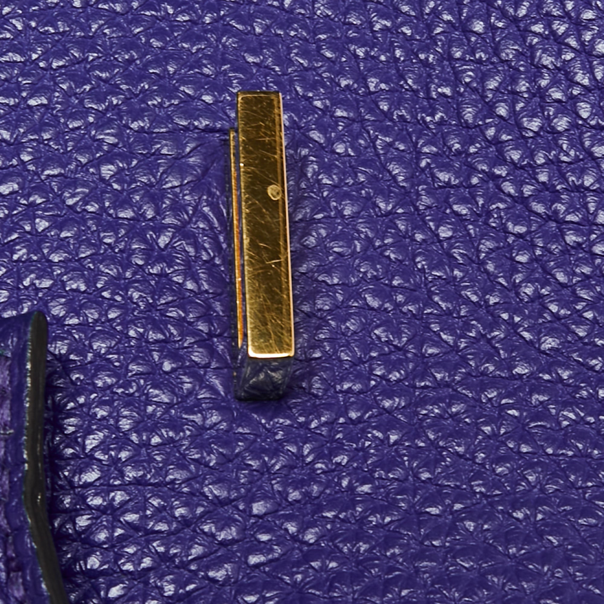 Hermes Blue Electric Togo Leather Gold Finish Birkin 35 Bag