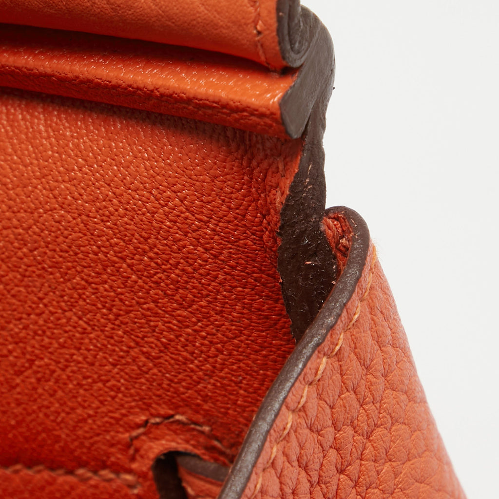 HERMES Feu Taurillon Clemence Palladium Finish Birkin 35 Bag