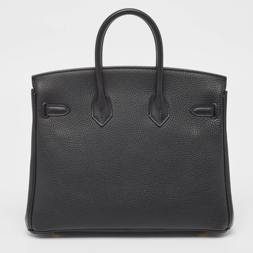 HERMES Noir Togo Leather Gold Finish Birkin 25 Bag