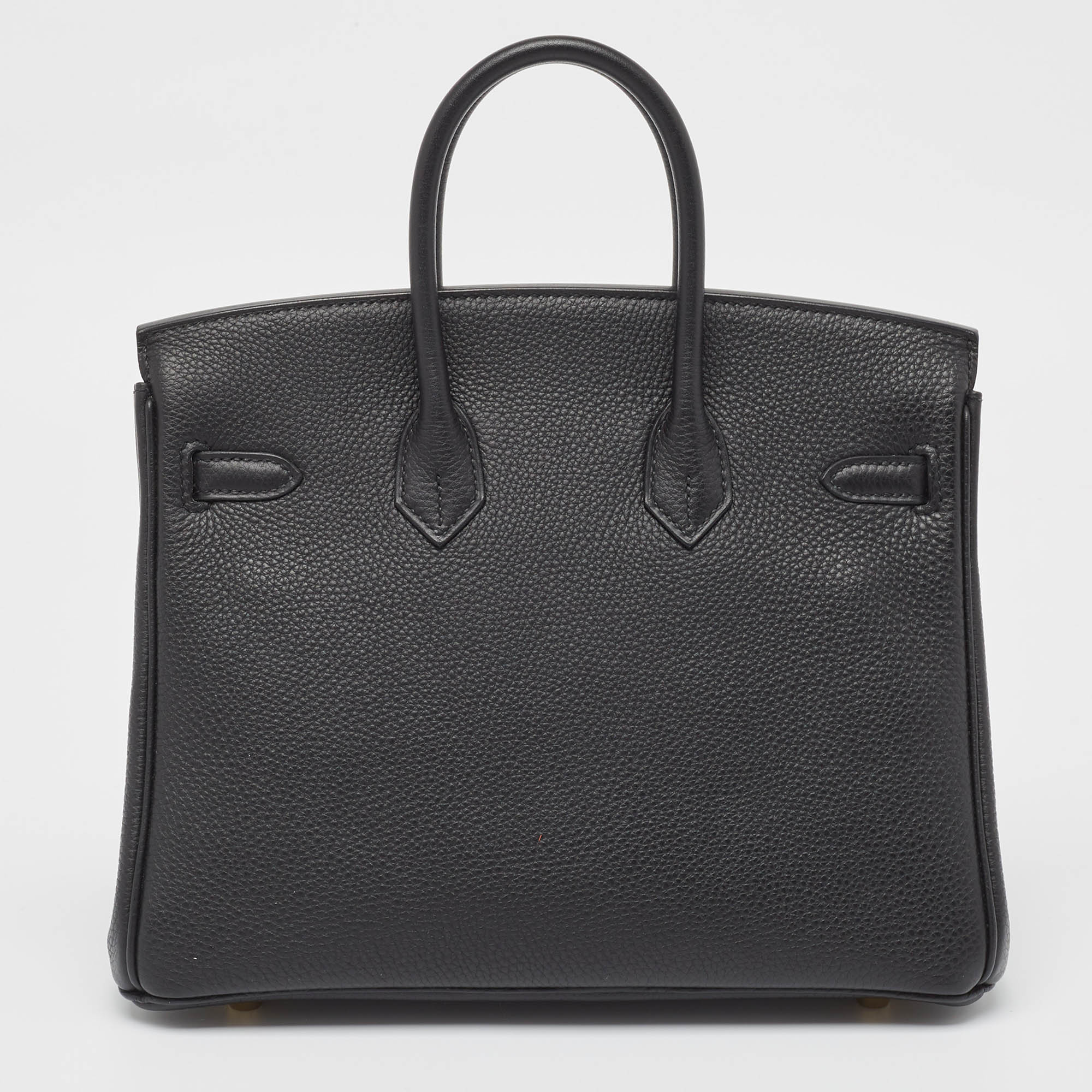 HERMES Noir Togo Leather Gold Finish Birkin 25 Bag