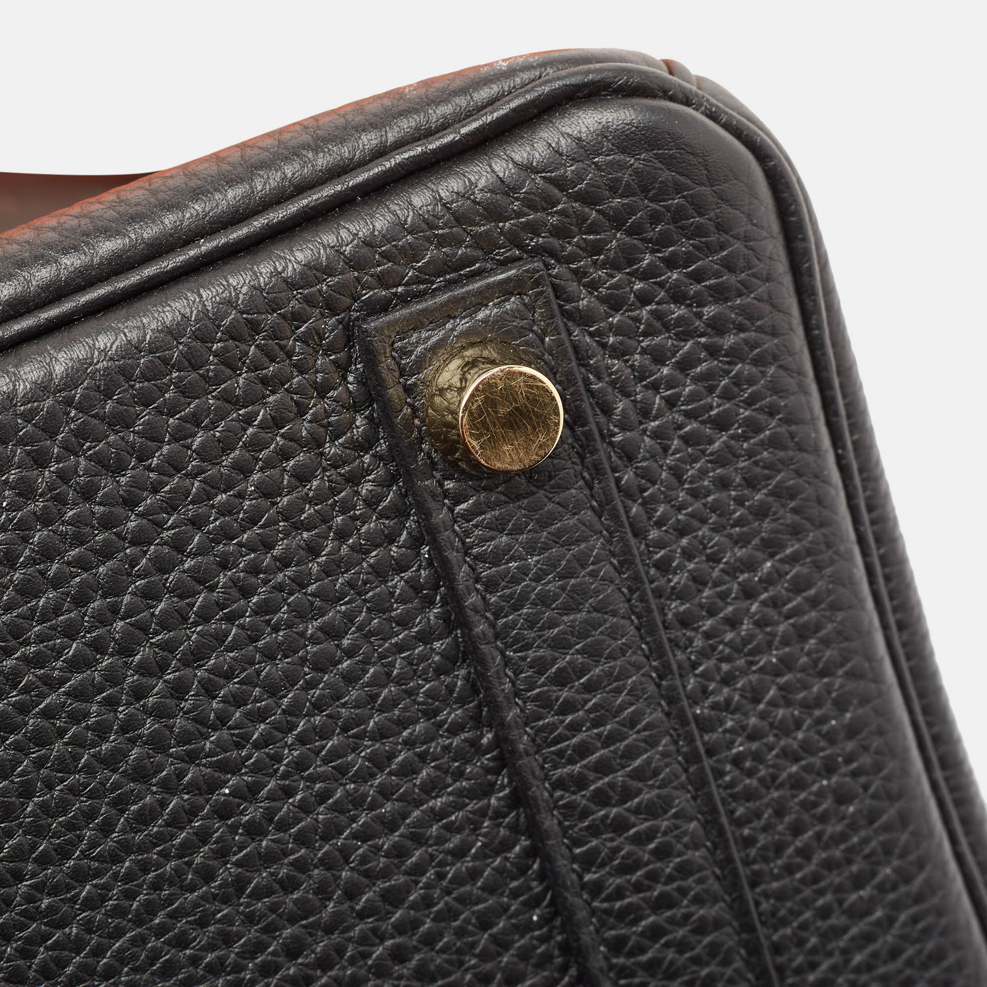 HERMES Noir Togo Leather Gold Finish Birkin 25 Bag