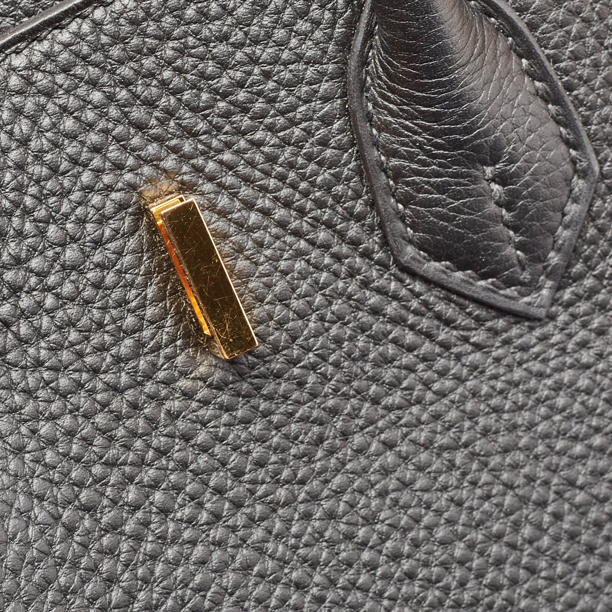 HERMES Noir Togo Leather Gold Finish Birkin 25 Bag