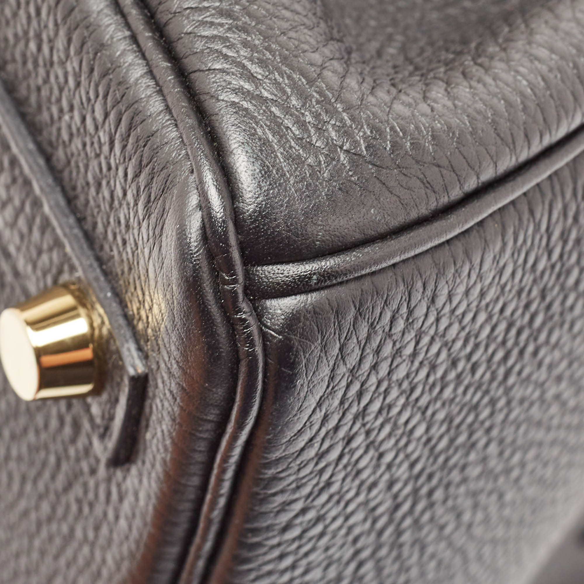 HERMES Noir Togo Leather Gold Finish Birkin 25 Bag