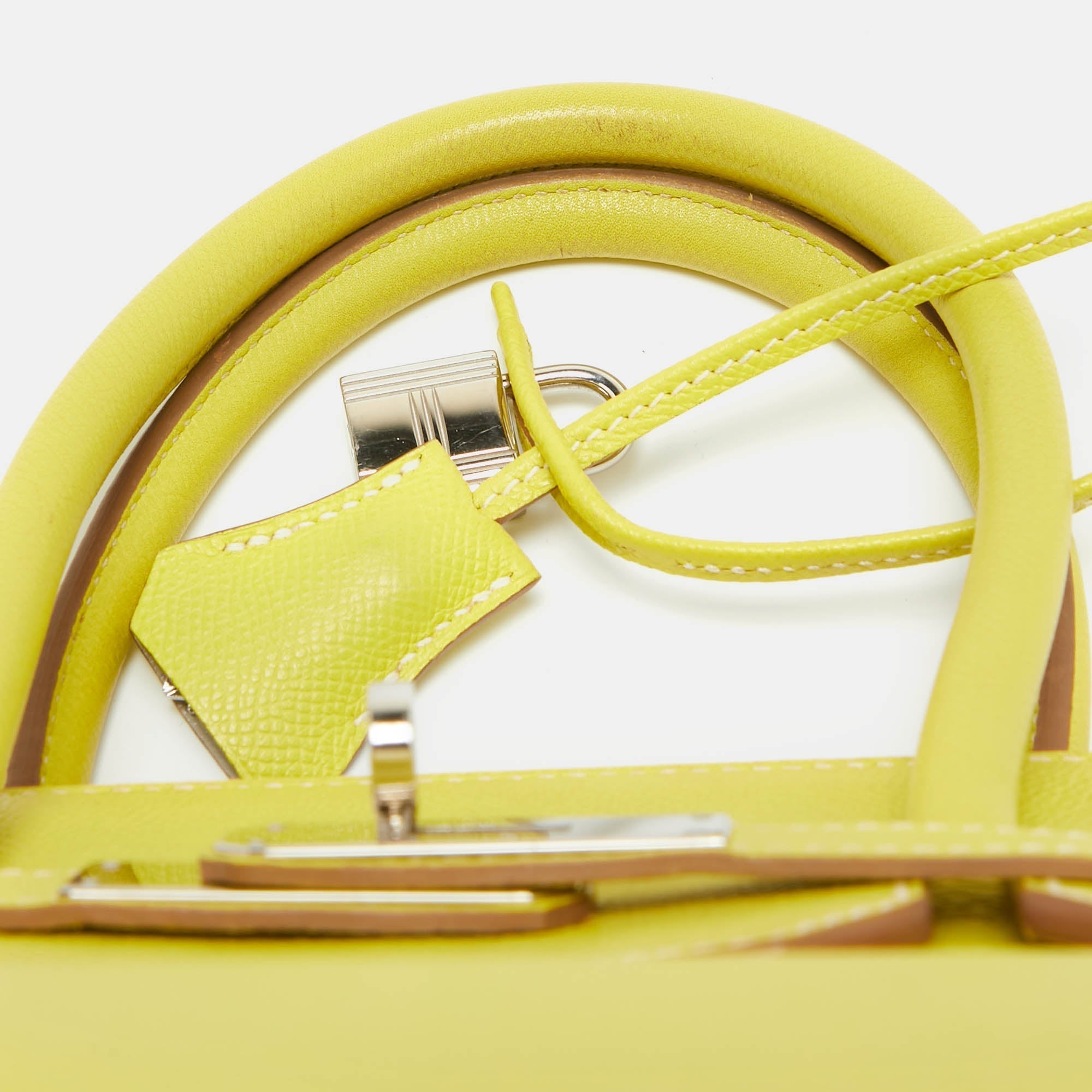 HERMES Soufre/Gris Perle Epsom Leather Palladium Finish Birkin 35 Bag