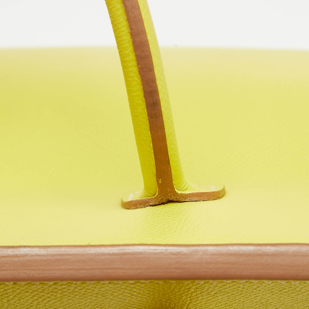 HERMES Soufre/Gris Perle Epsom Leather Palladium Finish Birkin 35 Bag