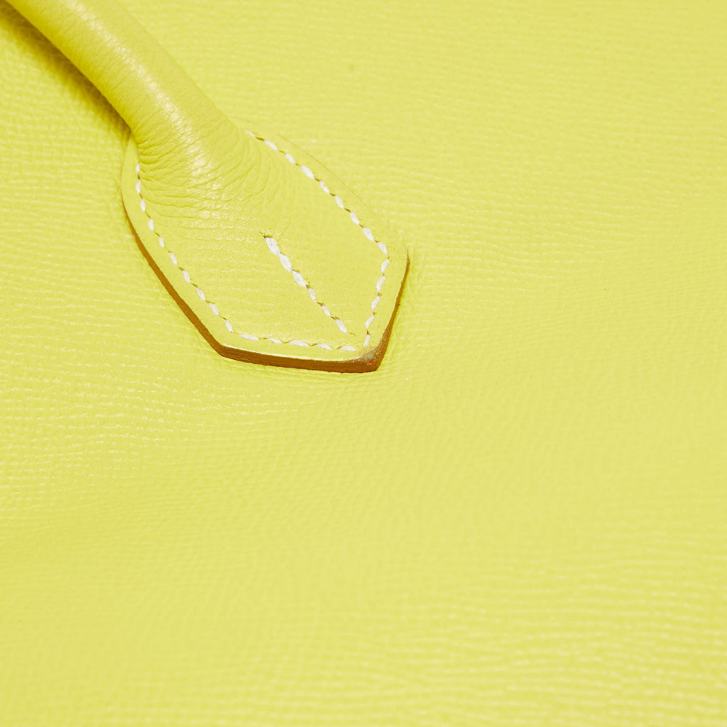 HERMES Soufre/Gris Perle Epsom Leather Palladium Finish Birkin 35 Bag