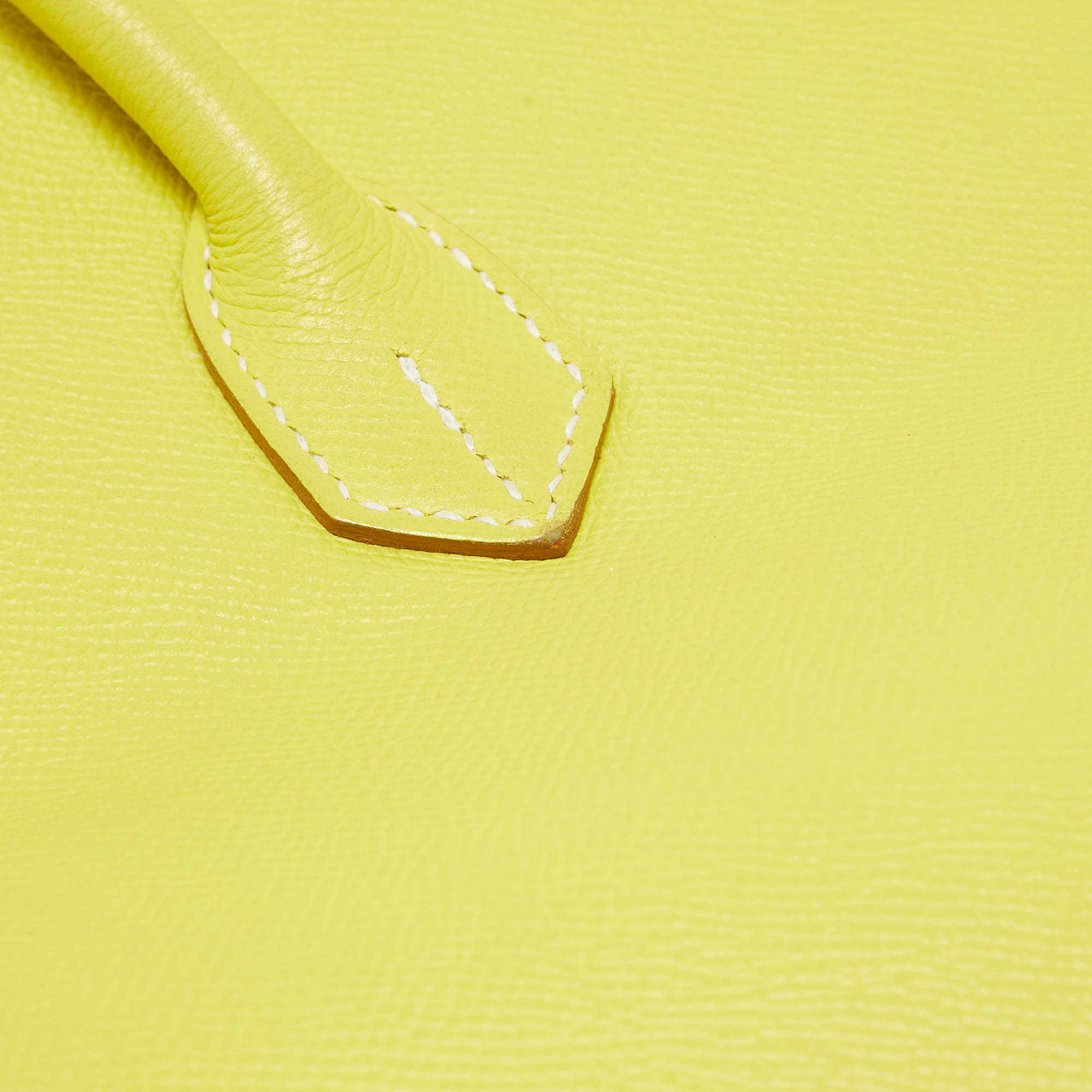 HERMES Soufre/Gris Perle Epsom Leather Palladium Finish Birkin 35 Bag