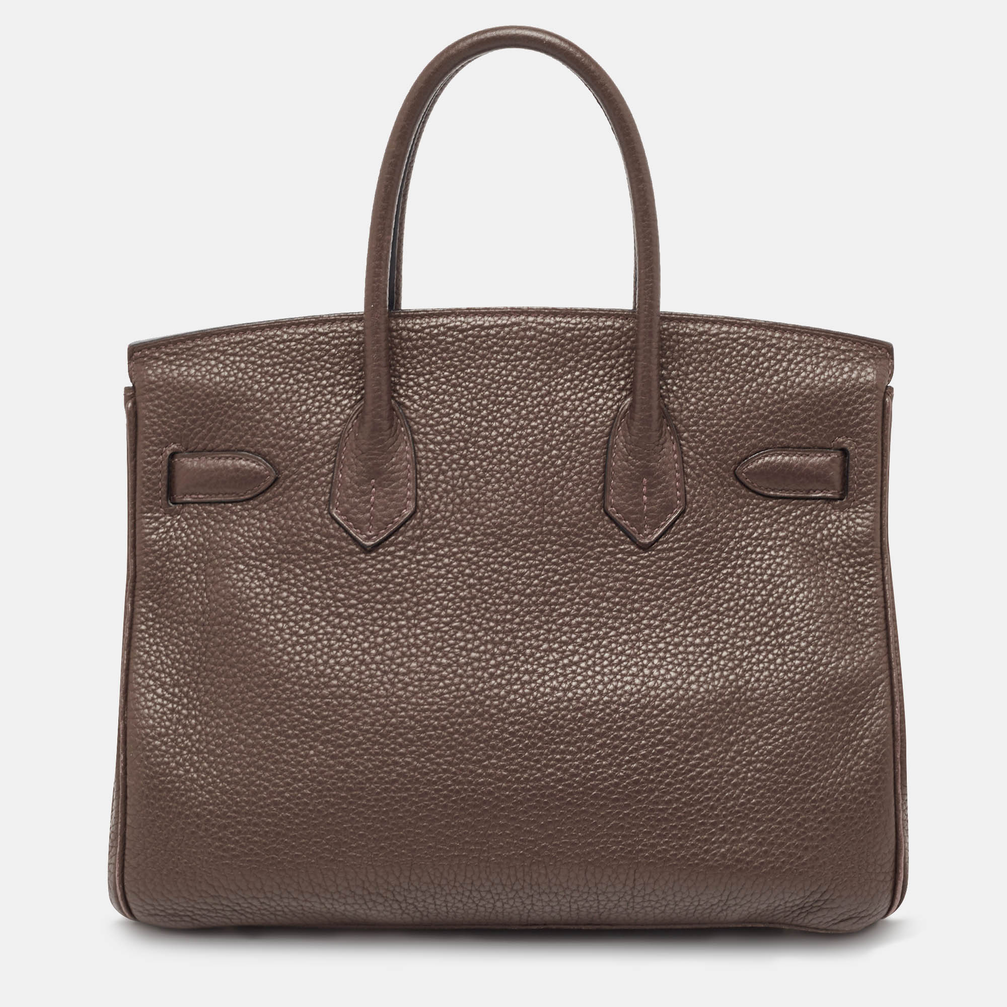 HERMES Chocolat Taurillon Clemence Leather Palladium Finish Birkin 30 Bag