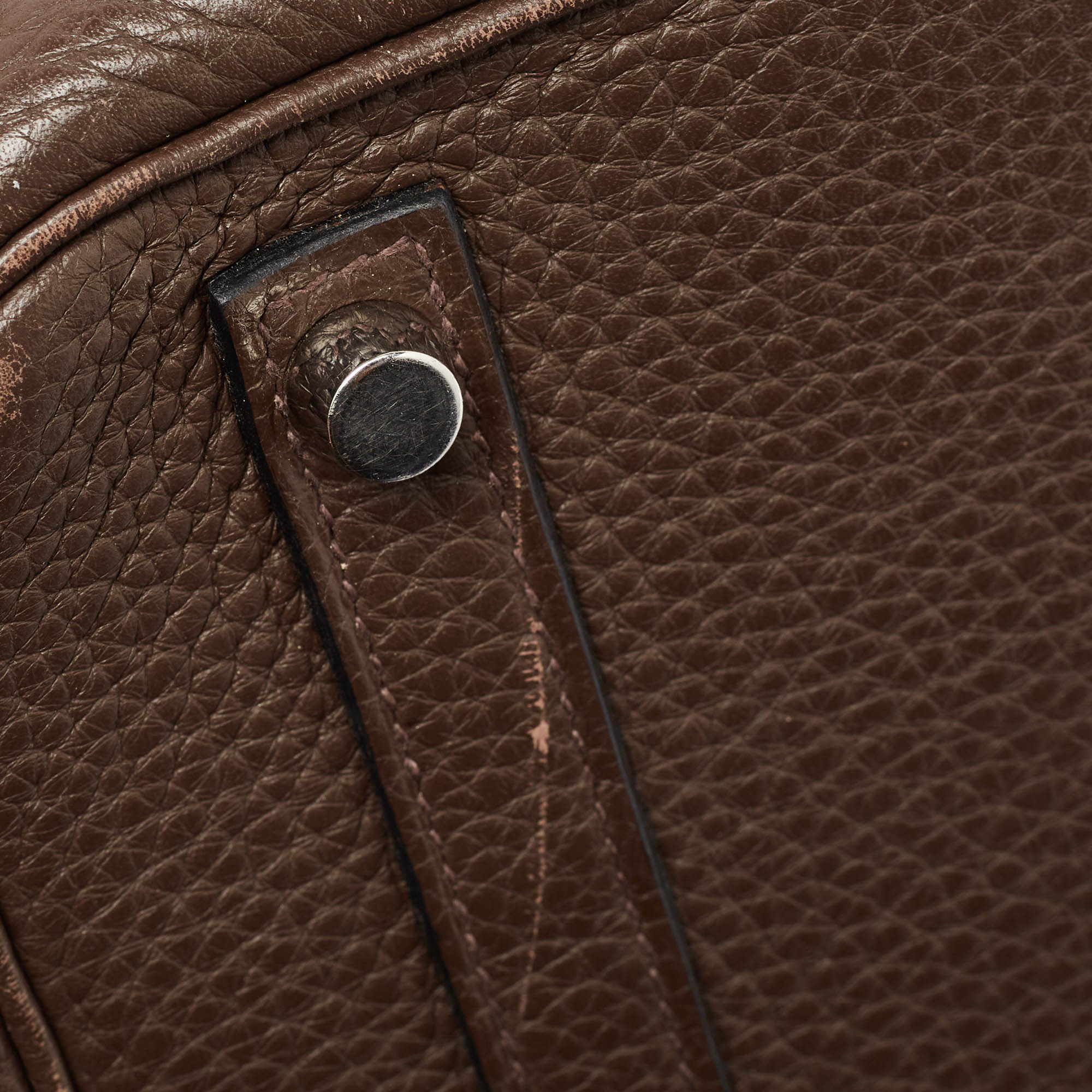 HERMES Chocolat Taurillon Clemence Leather Palladium Finish Birkin 30 Bag