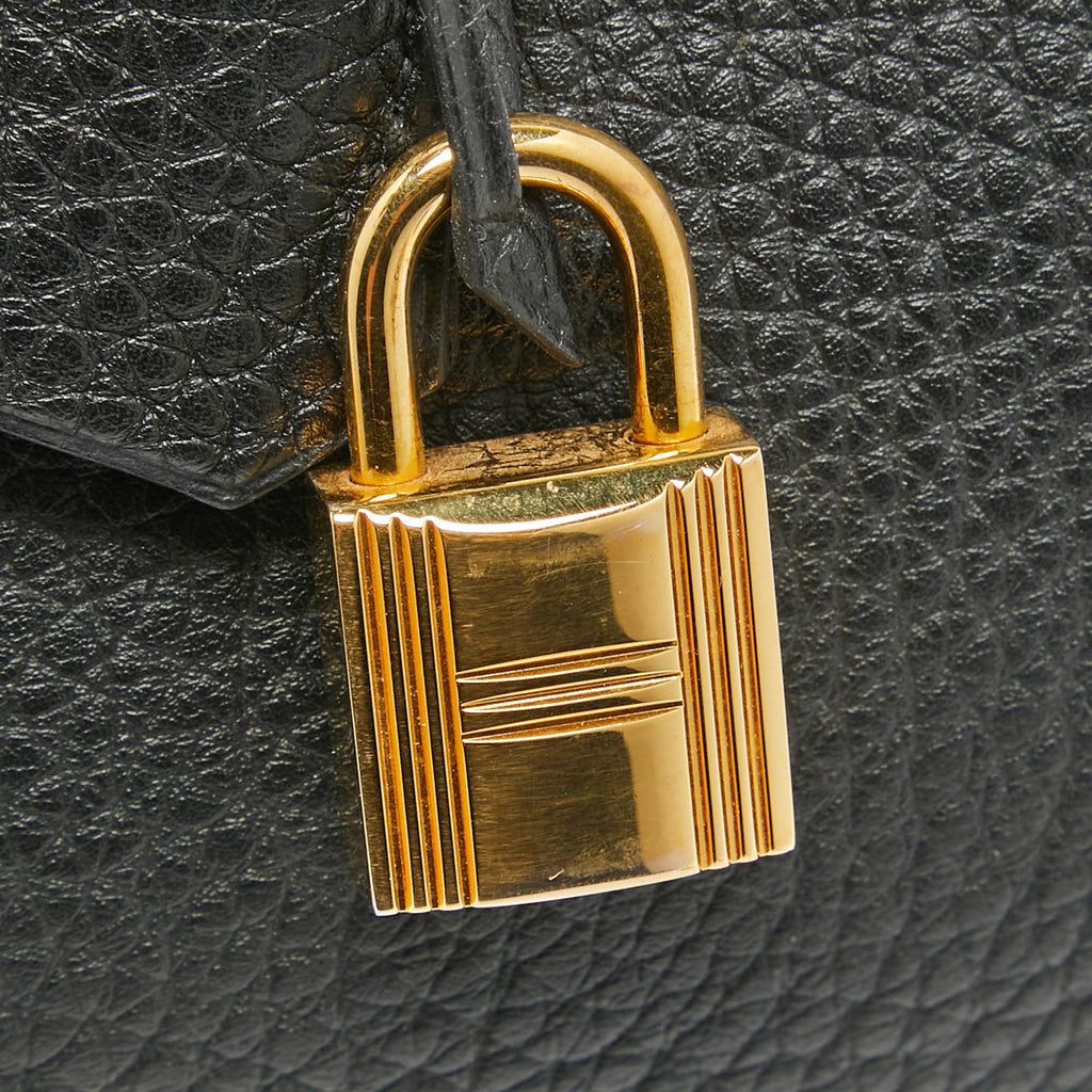 HERMES Noir Togo Leather Gold Finish Birkin 35 Bag