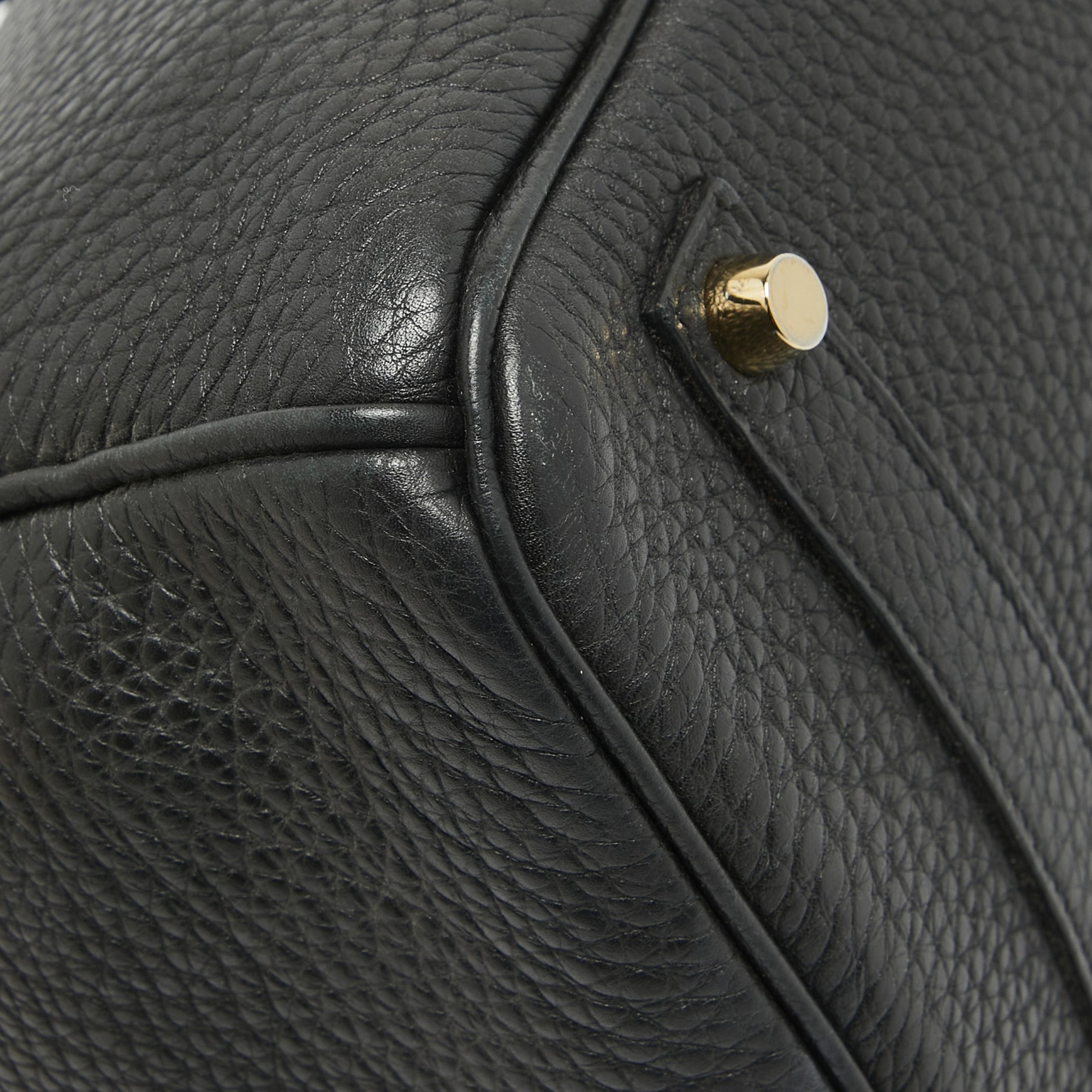 HERMES Noir Togo Leather Gold Finish Birkin 35 Bag