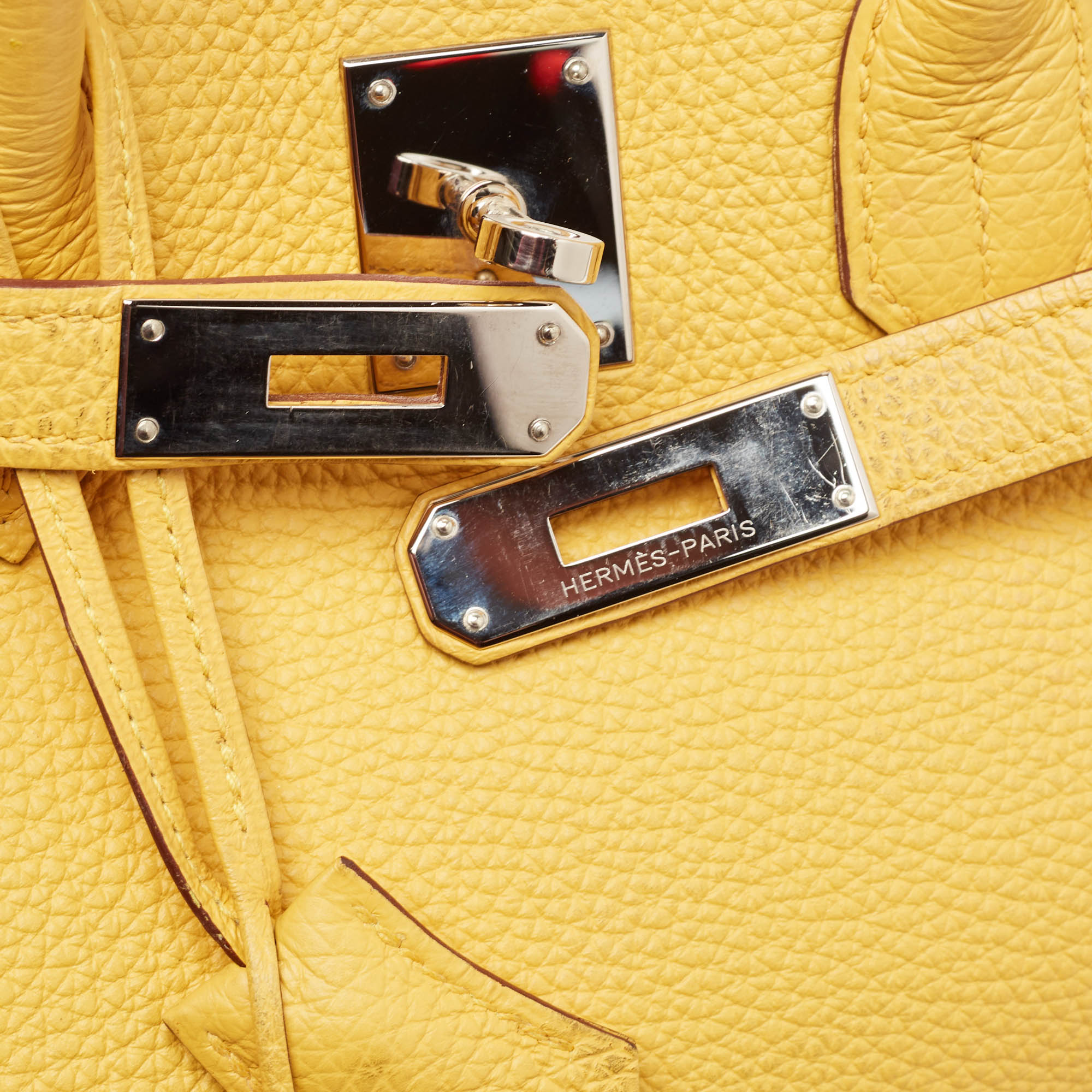 HERMES Soleil Togo Leather Palladium Finish Birkin 35 Bag