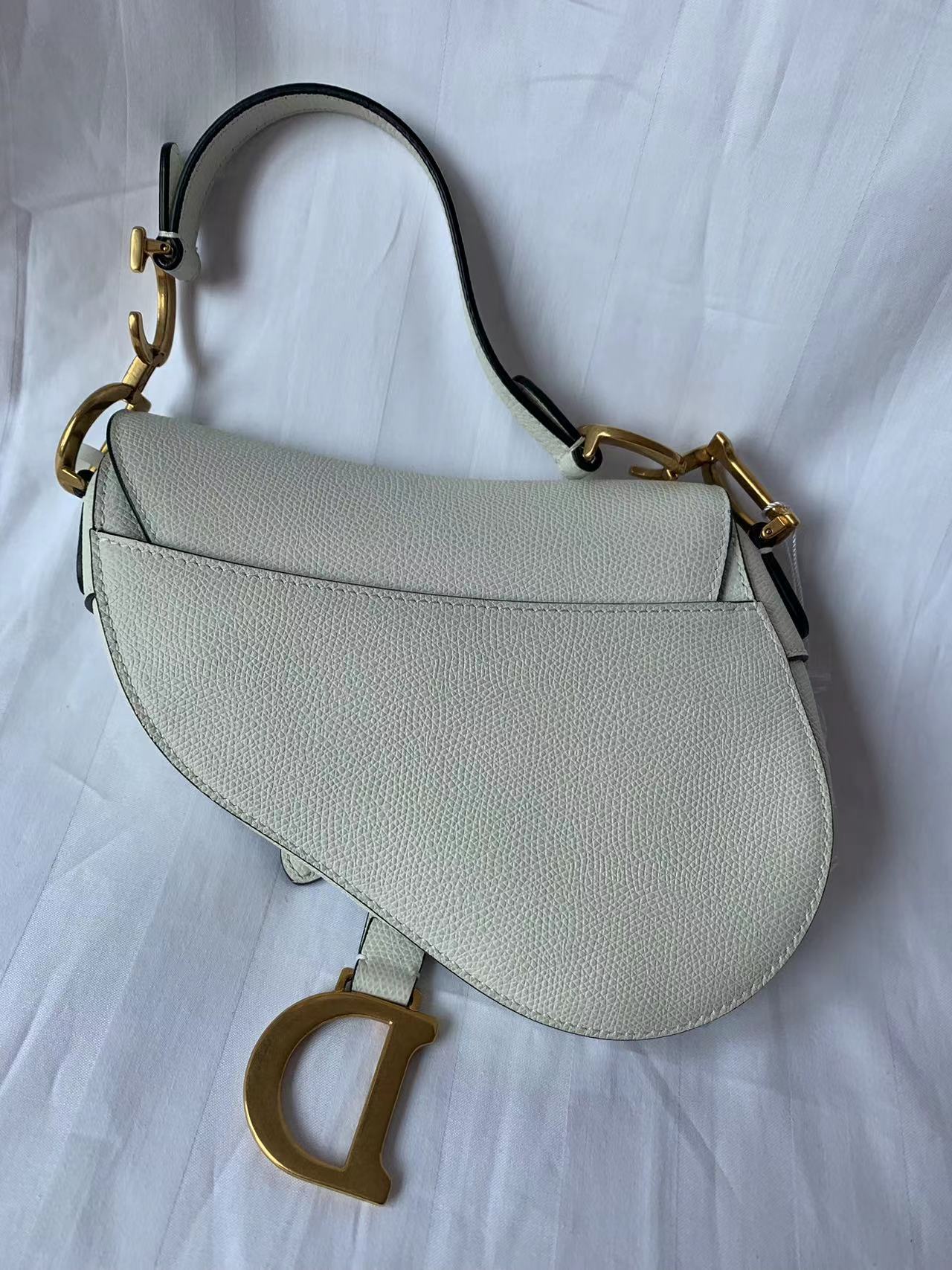 Dior Saddle bag white grain leather mini size
