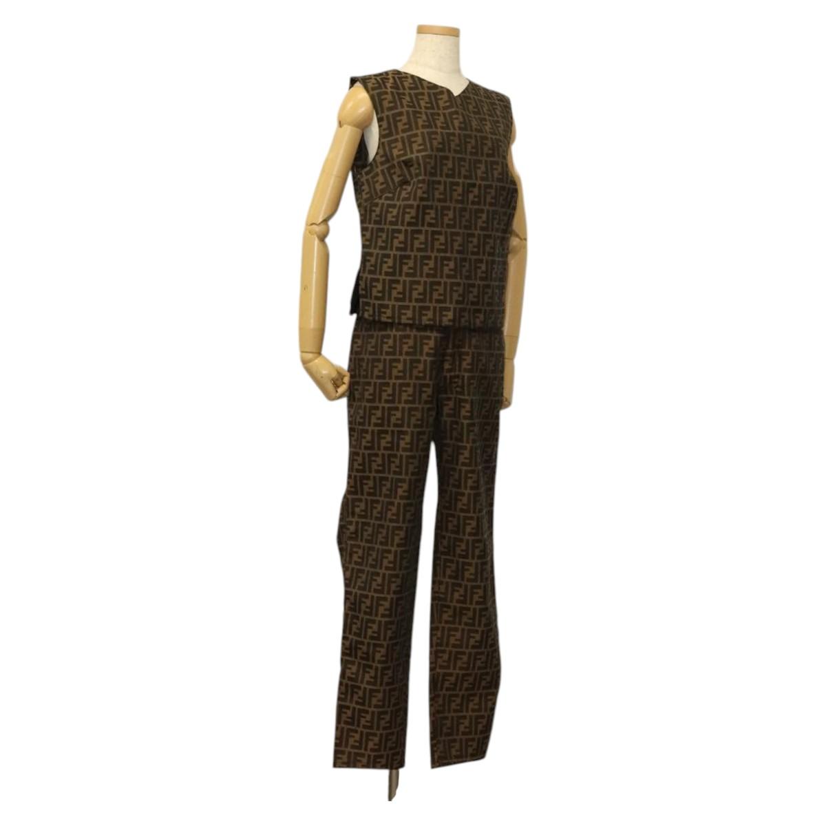 FENDI Zucca Canvas Tank Top Pants Setup Brown mr1155