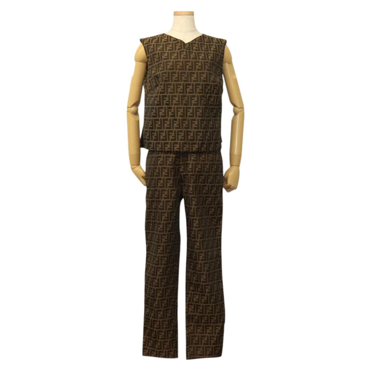 FENDI Zucca Canvas Tank Top Pants Setup Brown mr1155
