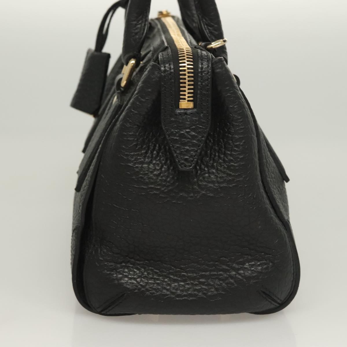 BURBERRY Hand Bag Leather 2way Black Gold mr1365