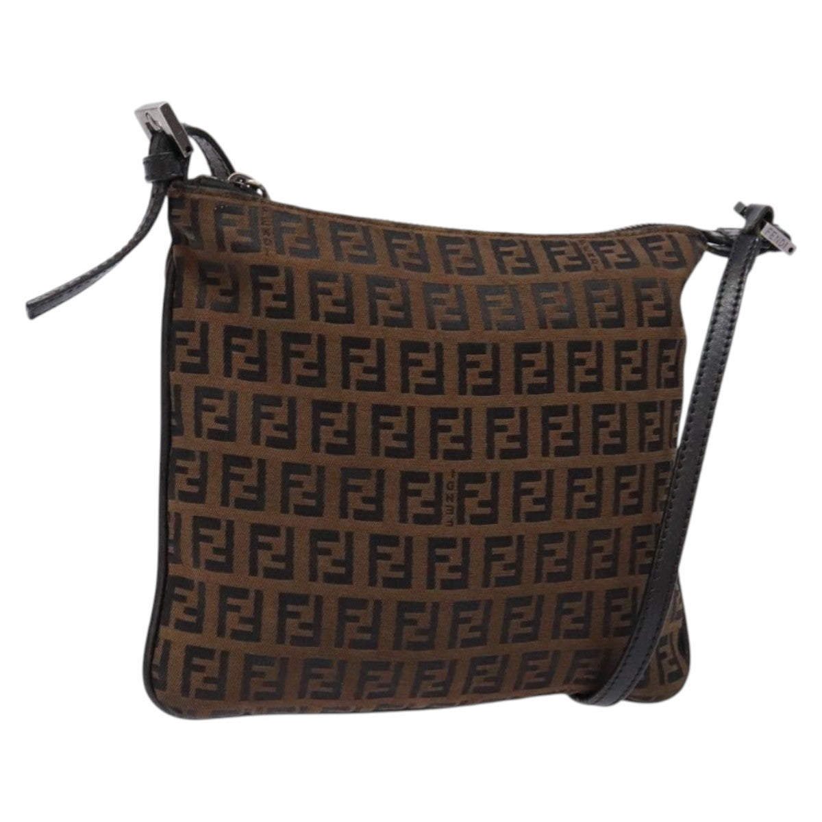 FENDI Zucchino Canvas Shoulder Bag Brown mr304