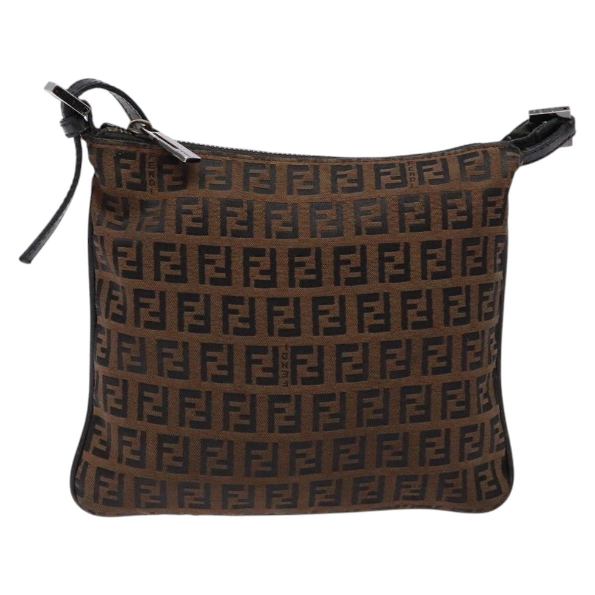 FENDI Zucchino Canvas Shoulder Bag Brown mr304