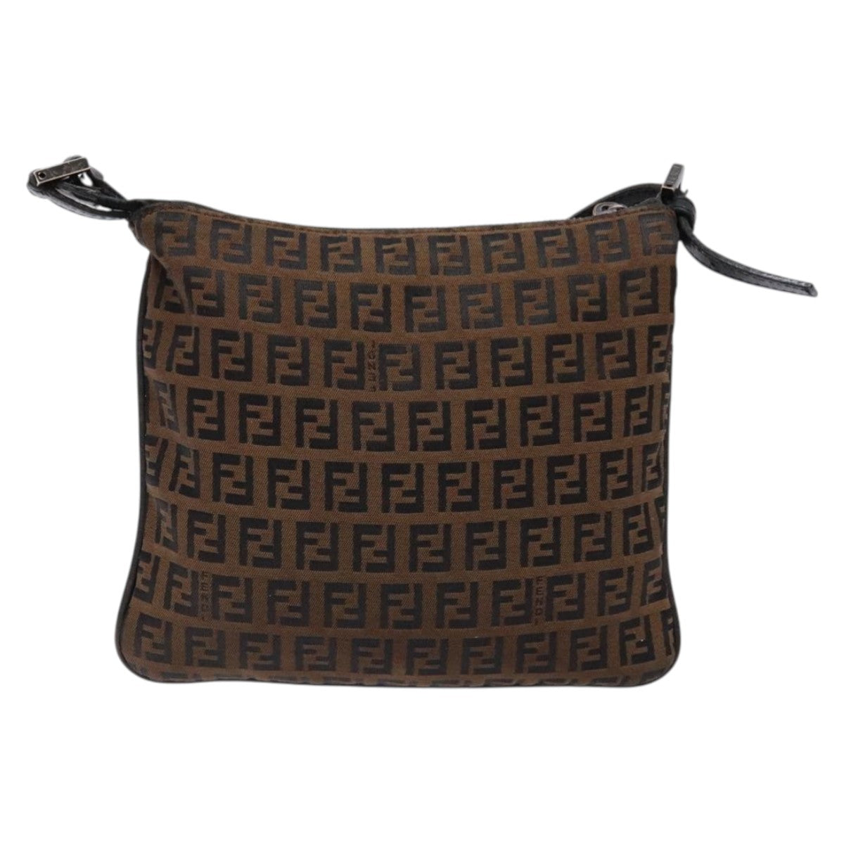 FENDI Zucchino Canvas Shoulder Bag Brown mr304