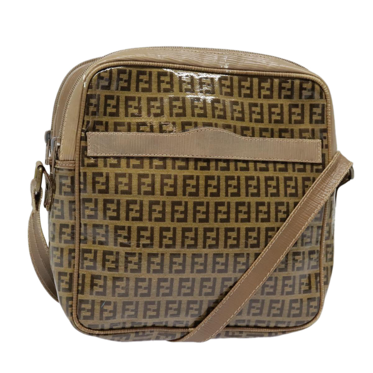FENDI Zucchino Canvas Shoulder Bag Beige mr470