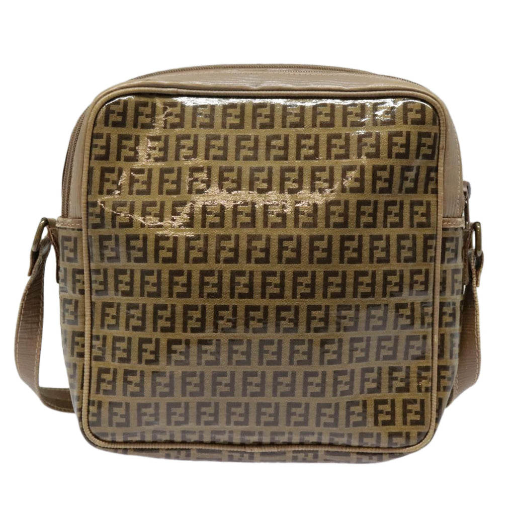 FENDI Zucchino Canvas Shoulder Bag Beige mr470