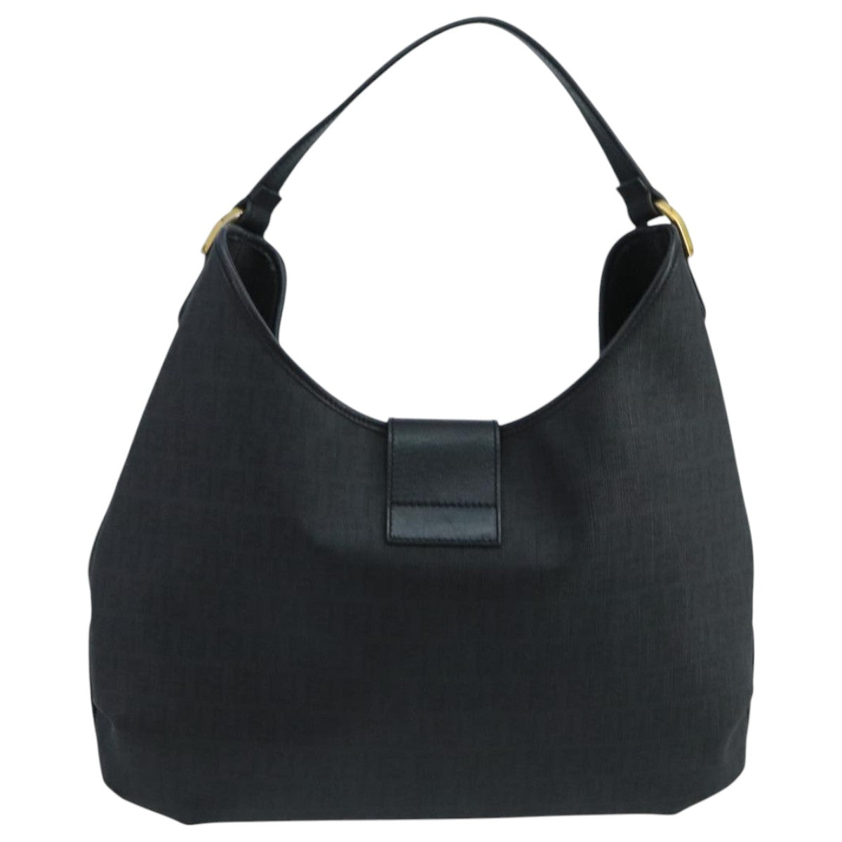 FENDI Zucchino Canvas Shoulder Bag Black mr746