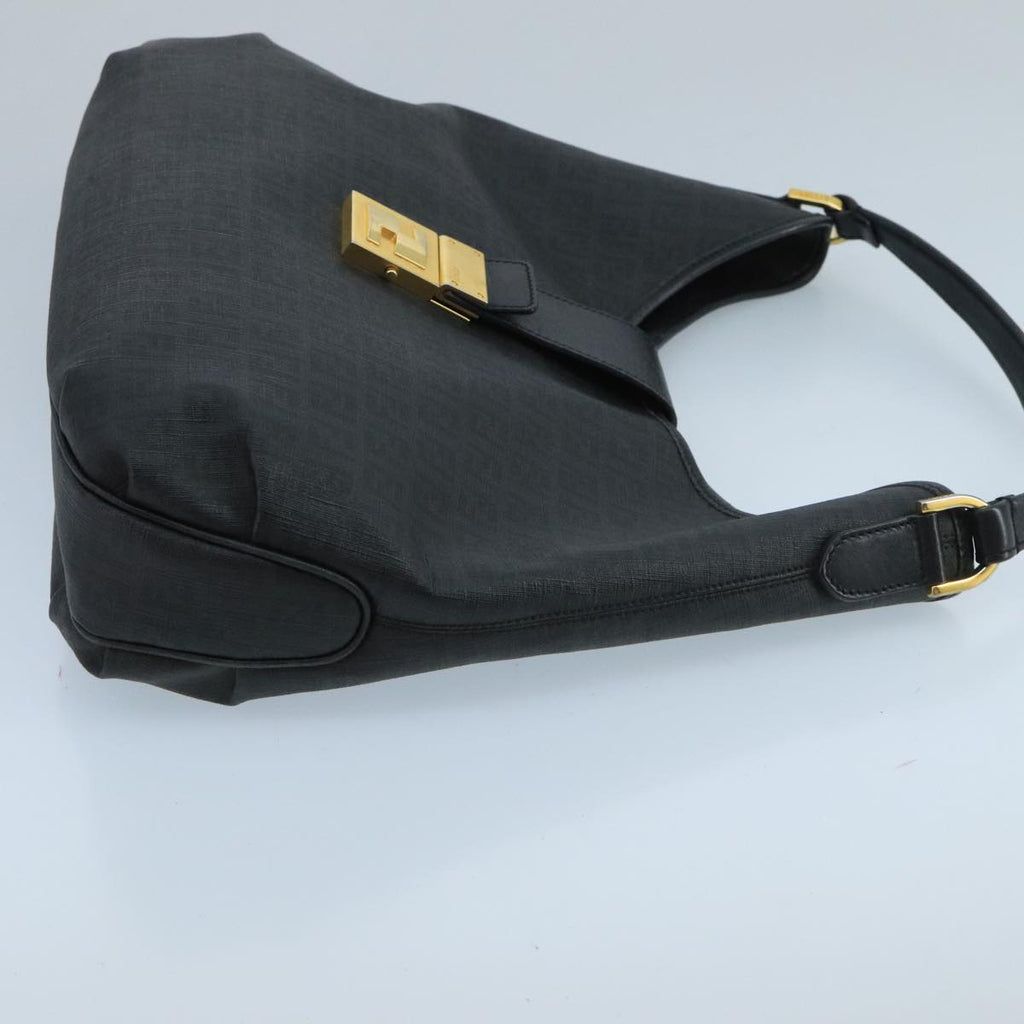 FENDI Zucchino Canvas Shoulder Bag Black mr746
