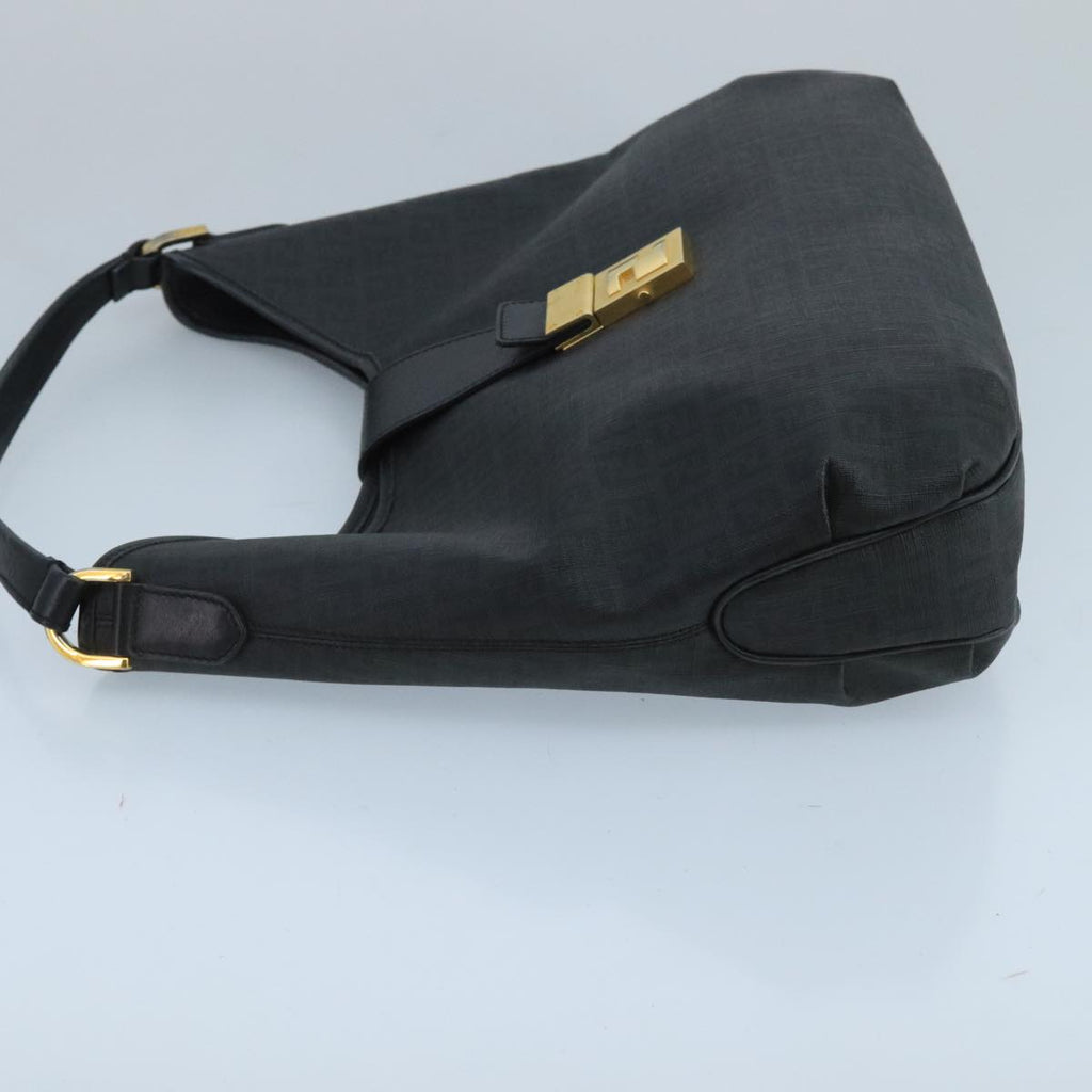 FENDI Zucchino Canvas Shoulder Bag Black mr746