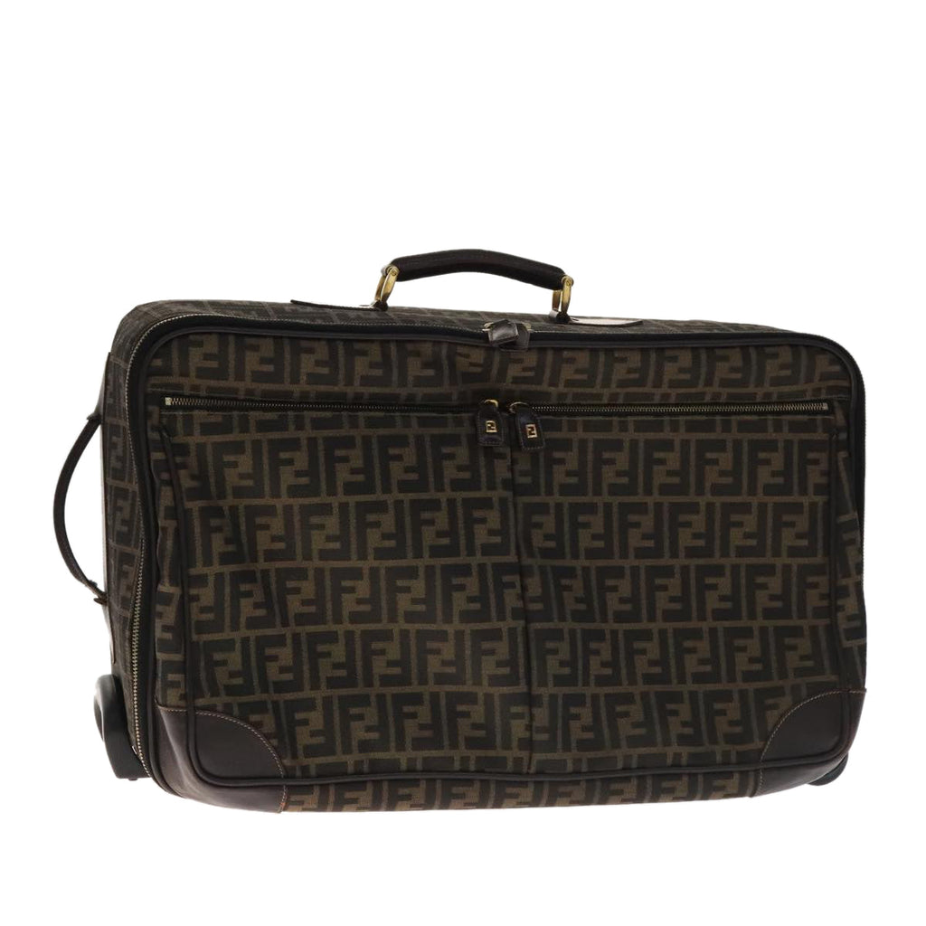 FENDI Zucca Canvas Carry Case Boston Bag Black Brown mr869