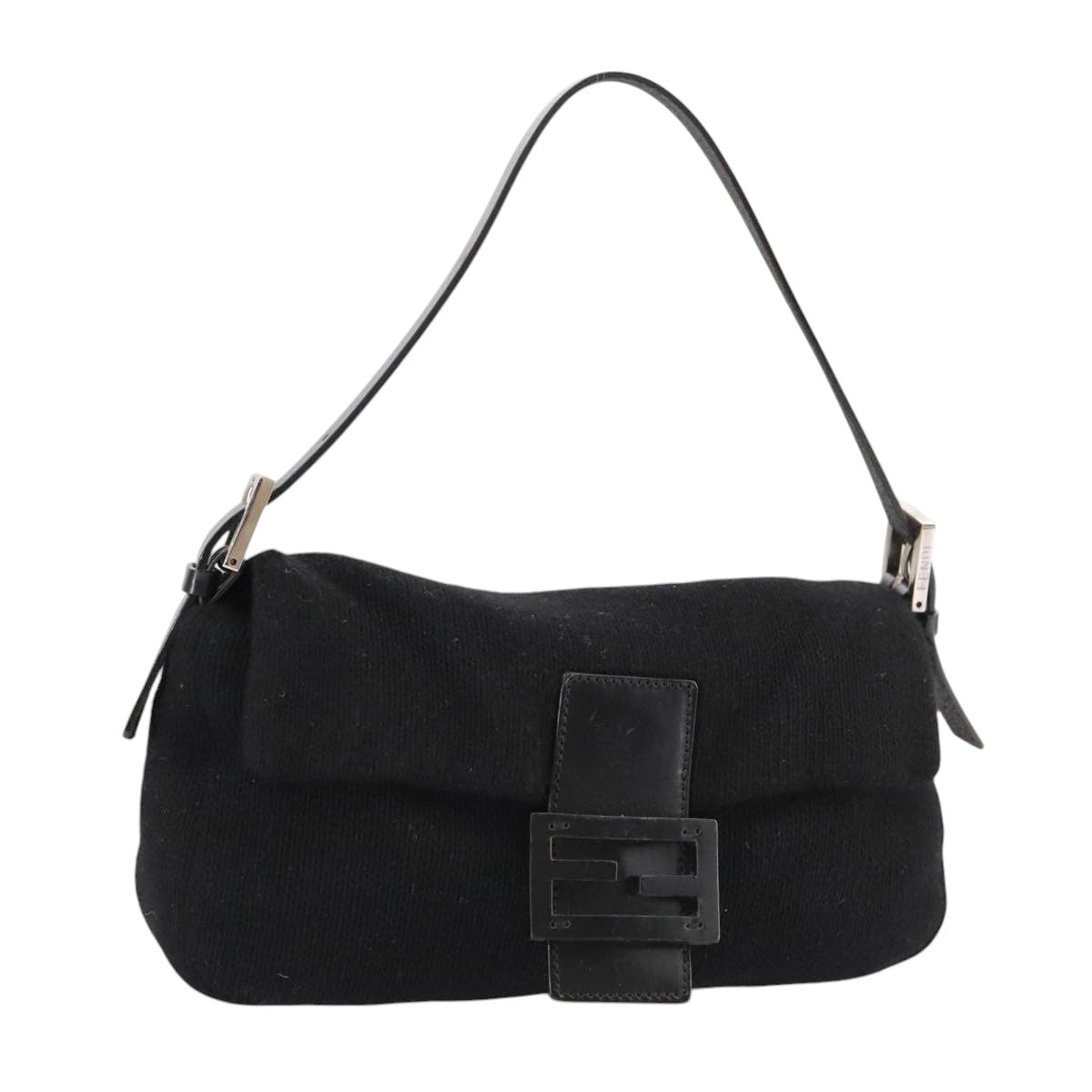 FENDI Mamma Baguette Shoulder Bag Knit Black mr909A