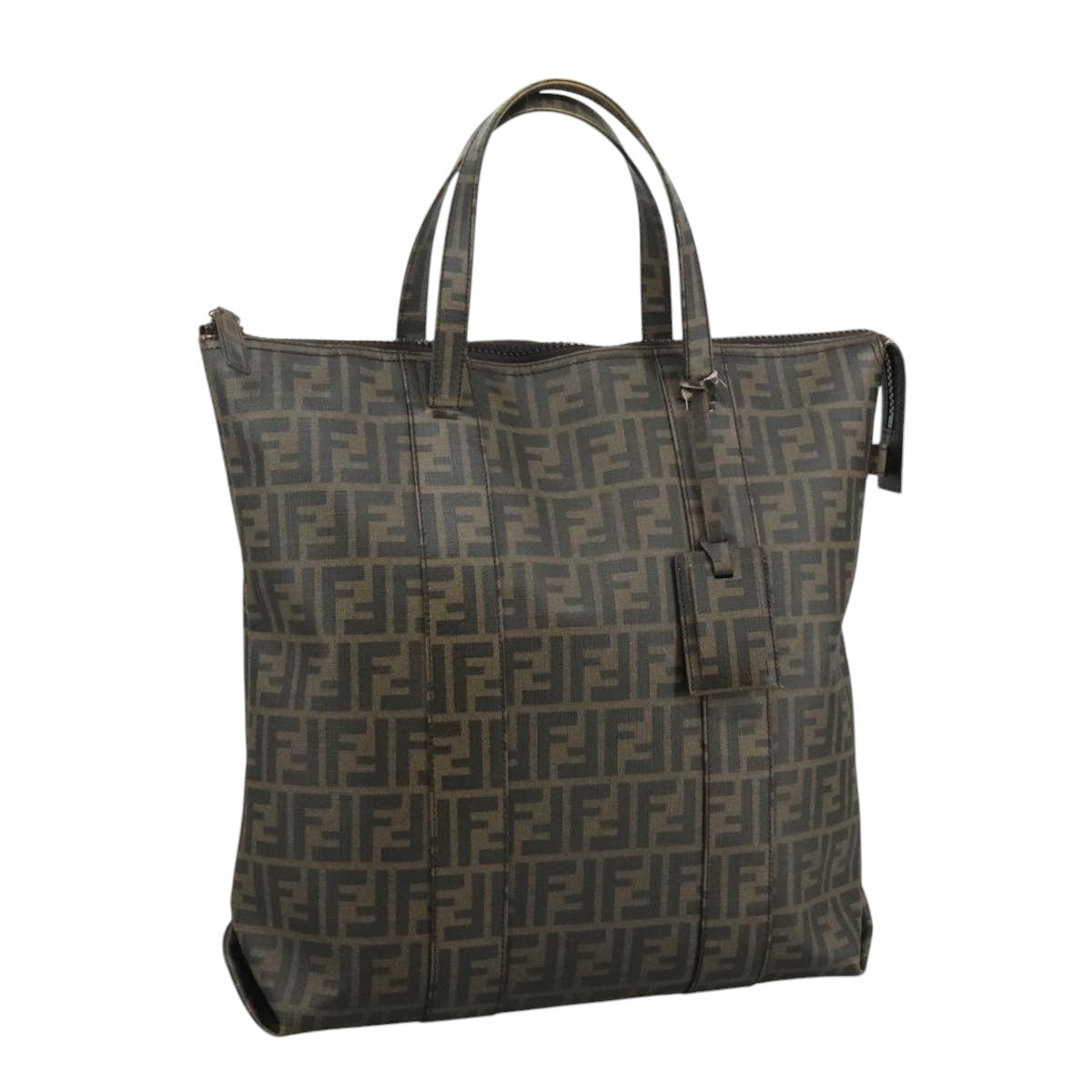 FENDI Zucca Canvas Tote Bag PVC Brown Black 7Va196 mr923