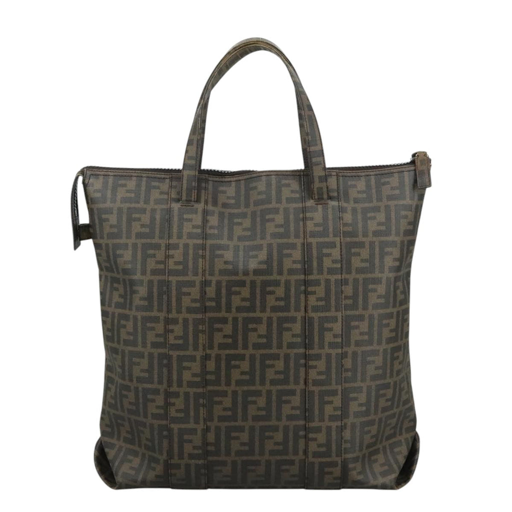 FENDI Zucca Canvas Tote Bag PVC Brown Black 7Va196 mr923