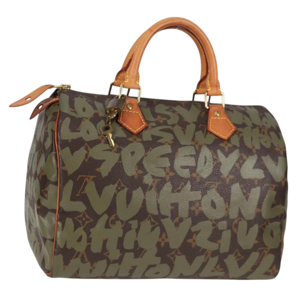 LOUIS VUITTON Monogram Graffiti Speedy 30 Bag Green Khaki M92194 LV MX114AM