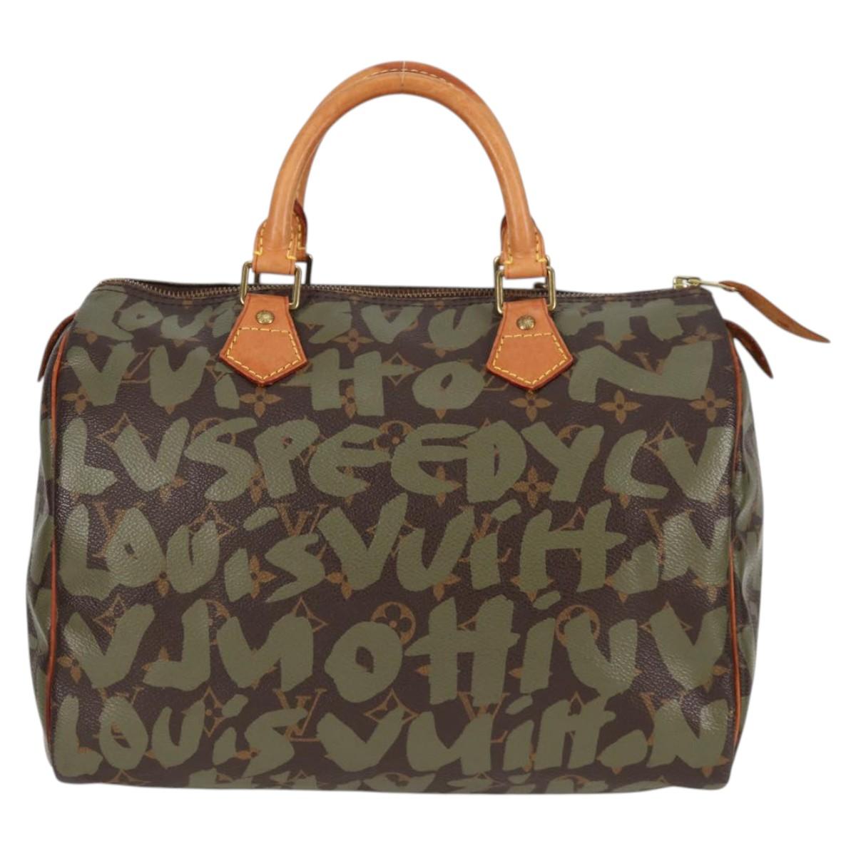 LOUIS VUITTON Monogram Graffiti Speedy 30 Bag Green Khaki M92194 LV MX114AM