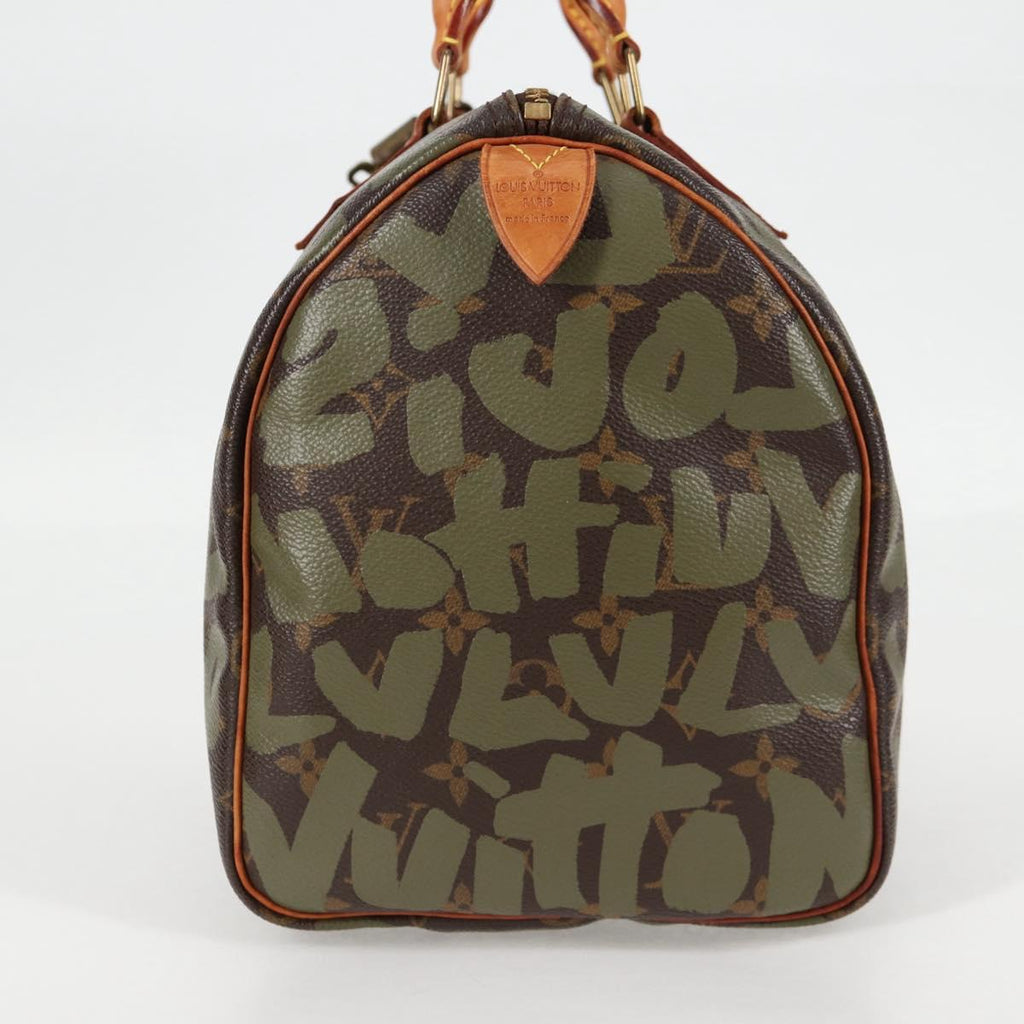 LOUIS VUITTON Monogram Graffiti Speedy 30 Bag Green Khaki M92194 LV MX114AM