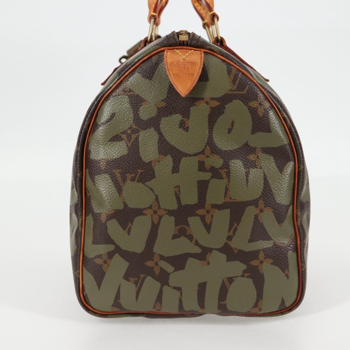 LOUIS VUITTON Monogram Graffiti Speedy 30 Bag Green Khaki M92194 LV MX114AM
