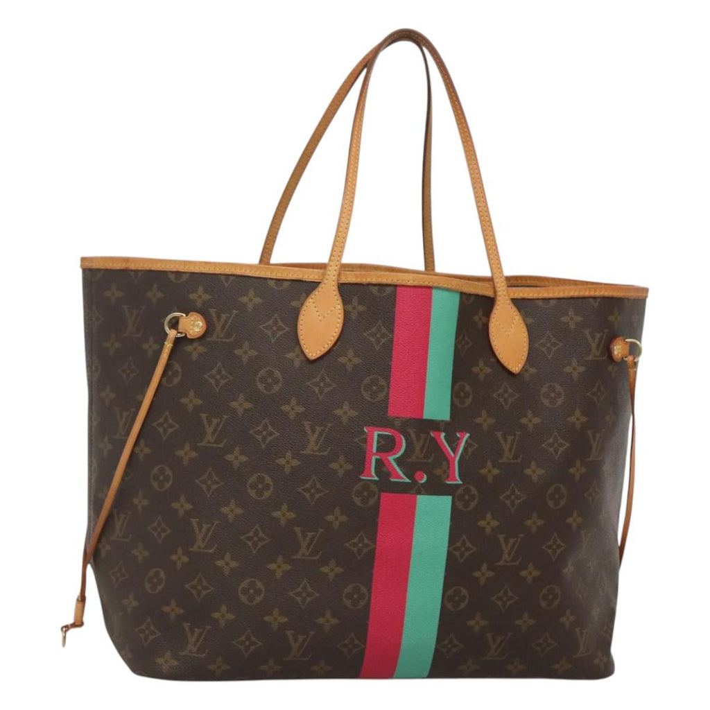 LOUIS VUITTON Monogram LV My Heritage Neverfull GM Tote Bag Red Green MX464