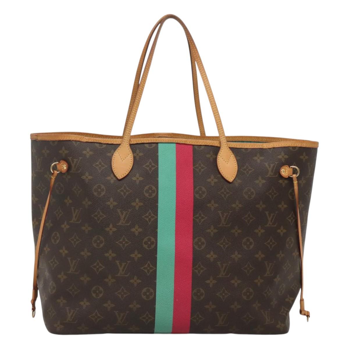 LOUIS VUITTON Monogram LV My Heritage Neverfull GM Tote Bag Red Green MX464