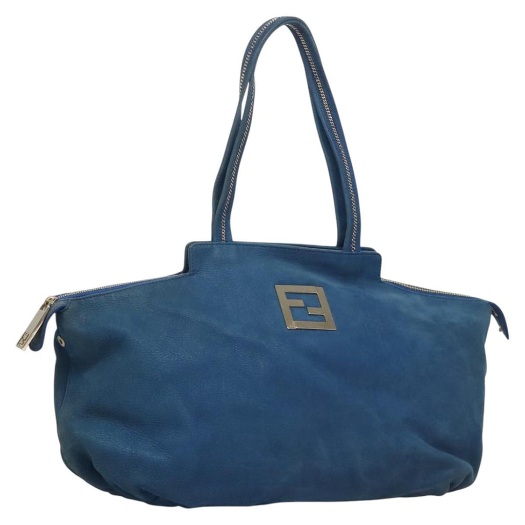 FENDI Tote Bag Leather Blue Gold MY140
