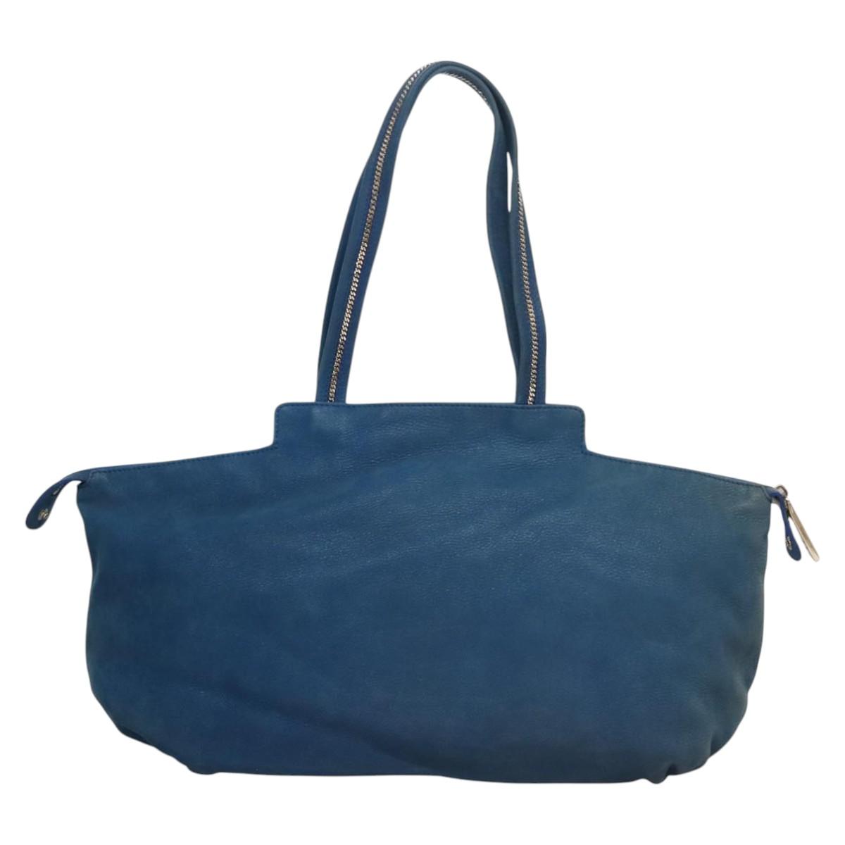 FENDI Tote Bag Leather Blue Gold MY140