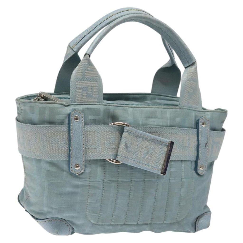 FENDI Zucca Canvas Hand Bag Blue Silver MY411