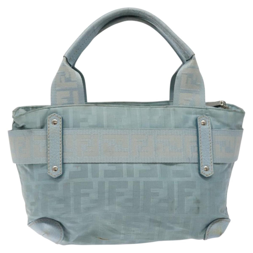 FENDI Zucca Canvas Hand Bag Blue Silver MY411