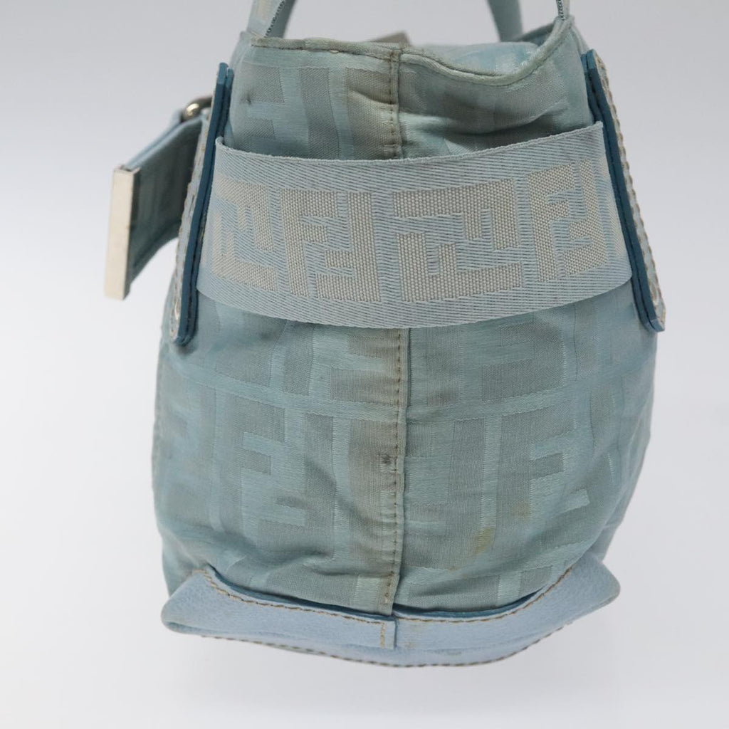 FENDI Zucca Canvas Hand Bag Blue Silver MY411