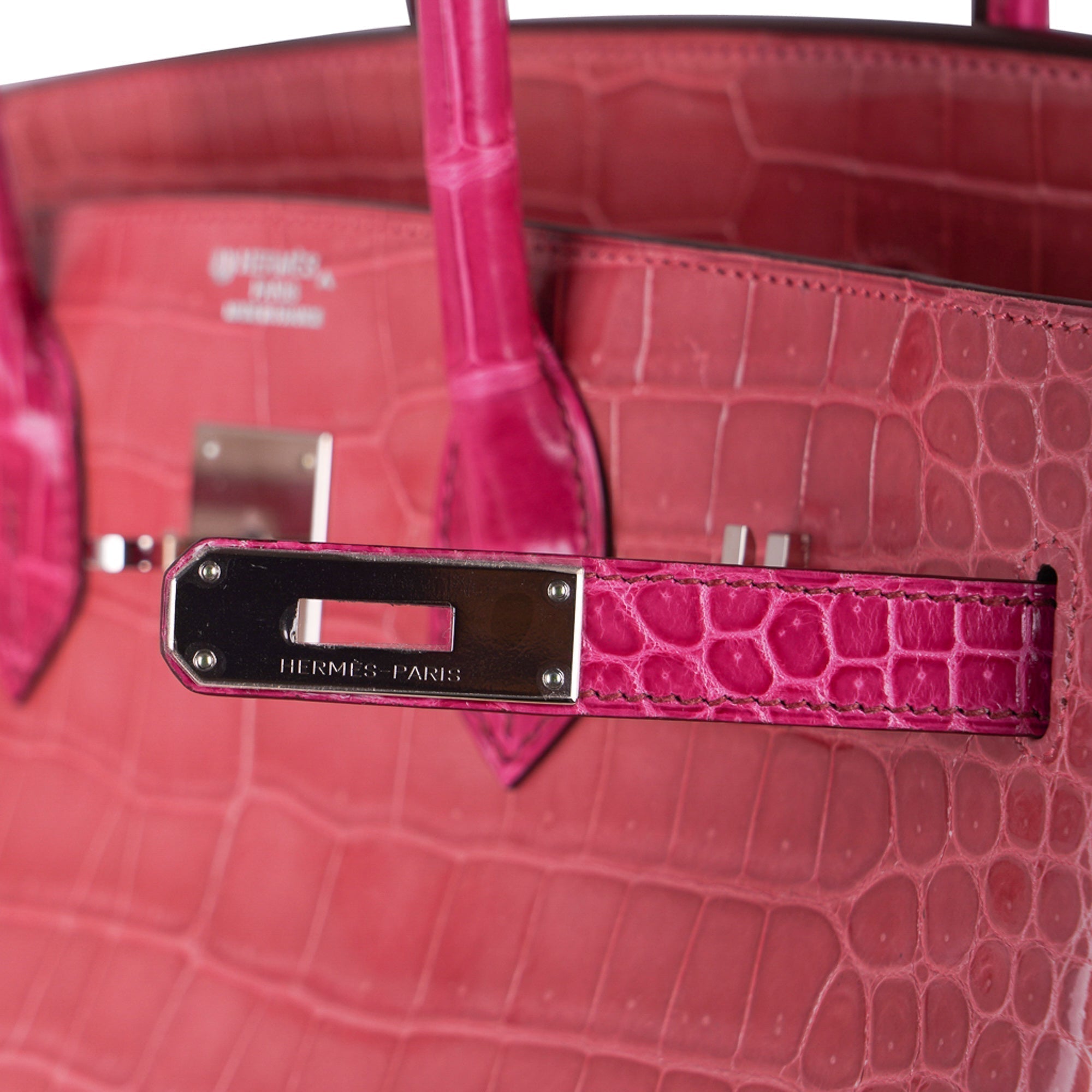Hermes Birkin 35 Bag Rose Indien & Fuchsia Porosus Crocodile with Palladium Hardware